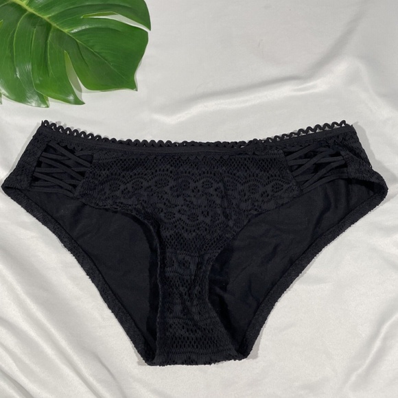 NEW Becca [ Large ] Color Play Lace-Up Hipster Bikini Bottoms in‎ Black - Picture 5 of 12
